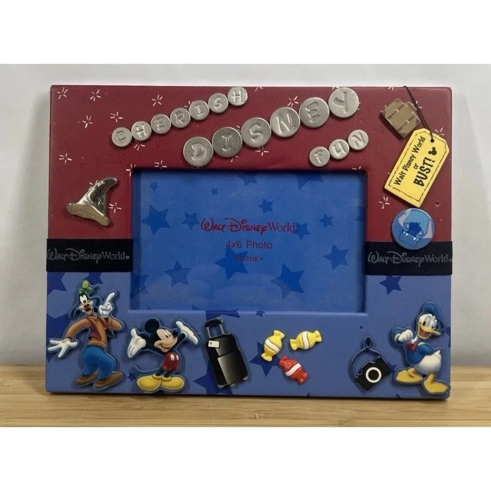 Disney World Photo‎ Frame 4x6 Goofy Mickey Donald Autograph Theme Parks
